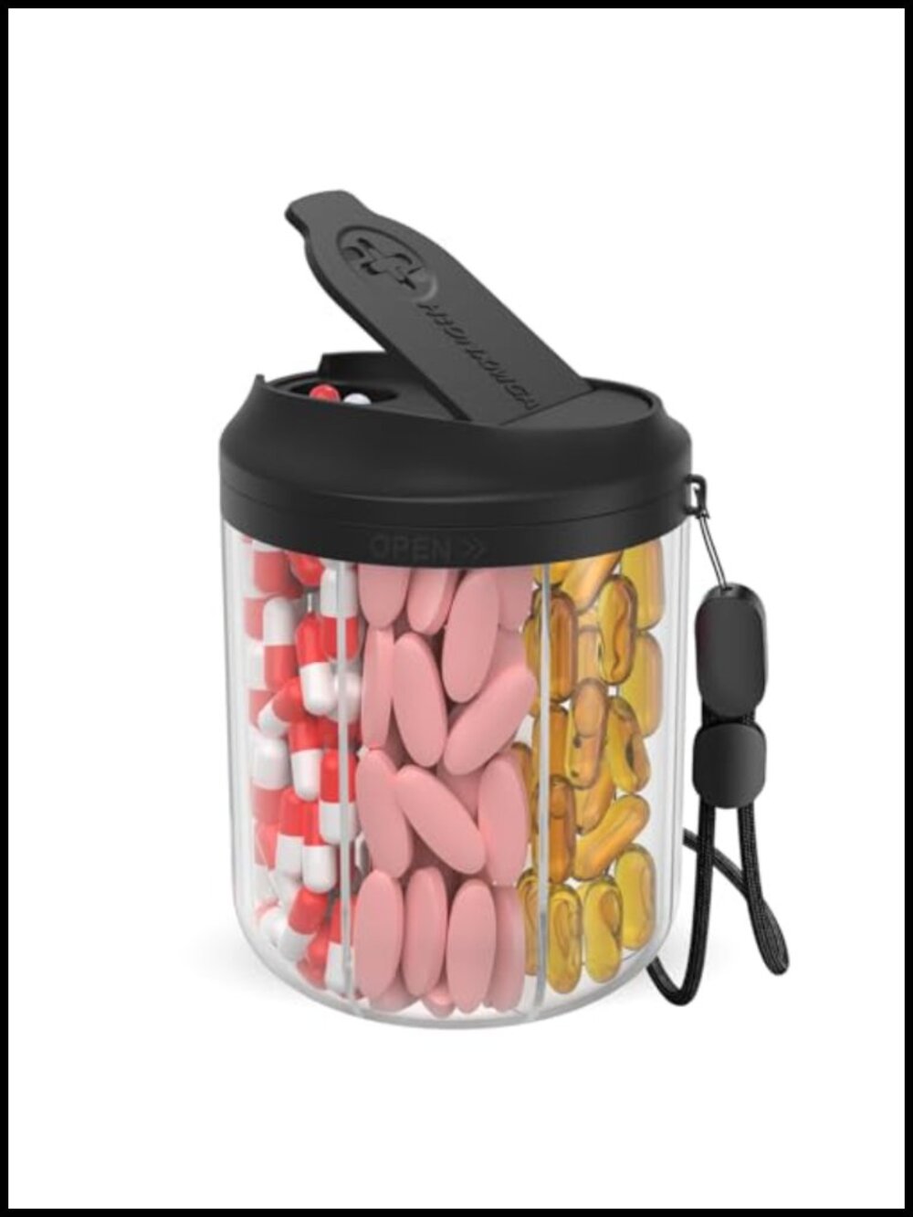 Weekly Pill Organizer 7 Large Compartments Rotating Lid Travel Dispenser